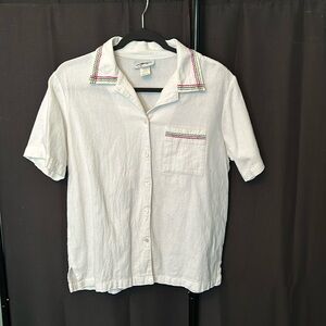 Vintage white button down cotton dress shirt